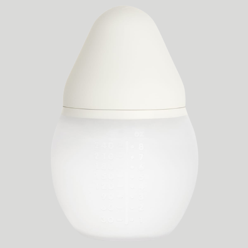 Élhée natural rounded baby bottle 5oz — white boxes with pencil illustration